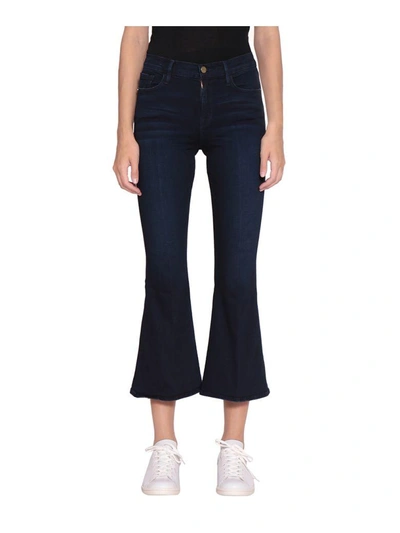 Shop Frame Le Crop Bell Cotton Denim Jeans In Blu