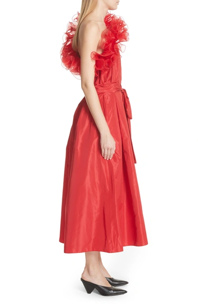Shop Stella Mccartney One-shoulder Ruffle Taffeta Dress In Red