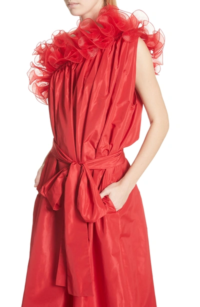 Shop Stella Mccartney One-shoulder Ruffle Taffeta Dress In Red