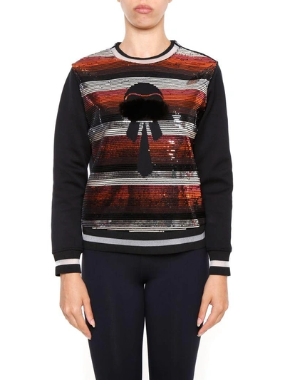 Shop Fendi Sweatshirt With Sequins In Black|nero