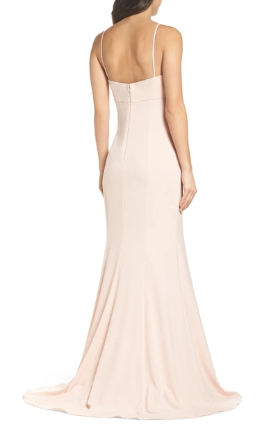 Shop Amsale Crepe Mermaid Gown In Blush