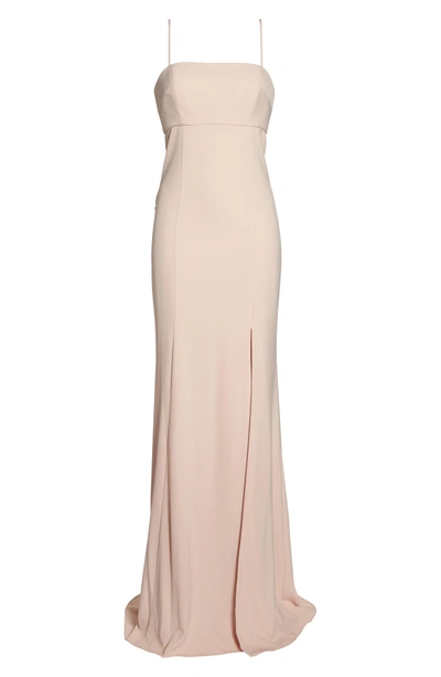 Shop Amsale Crepe Mermaid Gown In Blush