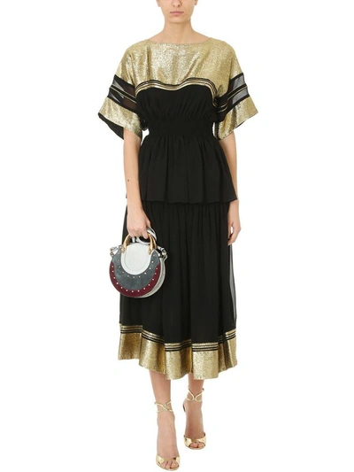 Shop Chloé Gold Lurex Black Skirt