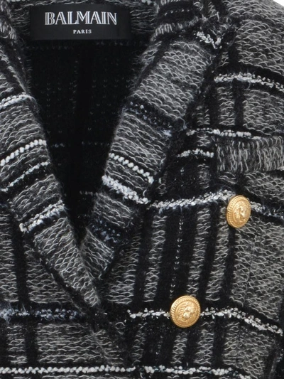 Shop Balmain Tweed Jacket In Grey