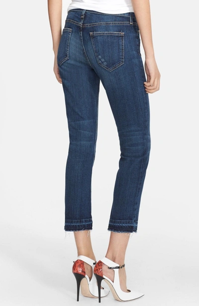 Shop Current Elliott The Cropped Straight Released Hem Jeans In Loved Let Out Hem