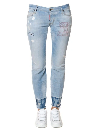Shop Dsquared2 Flare Embroidered Denim Jeans