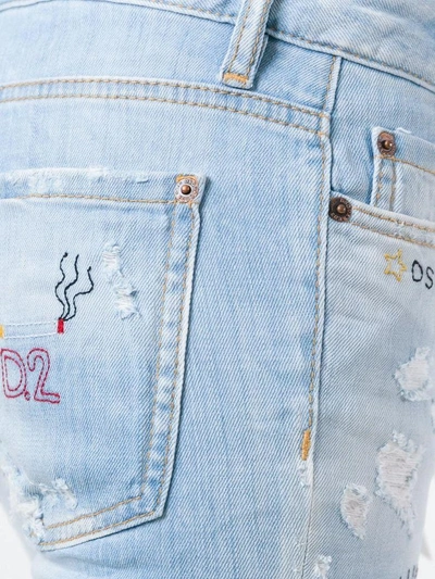 Shop Dsquared2 Flare Embroidered Denim Jeans