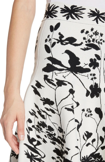 Shop Alexander Mcqueen Botanical Jacquard Knit Flounce Skirt In Ivory/ Black