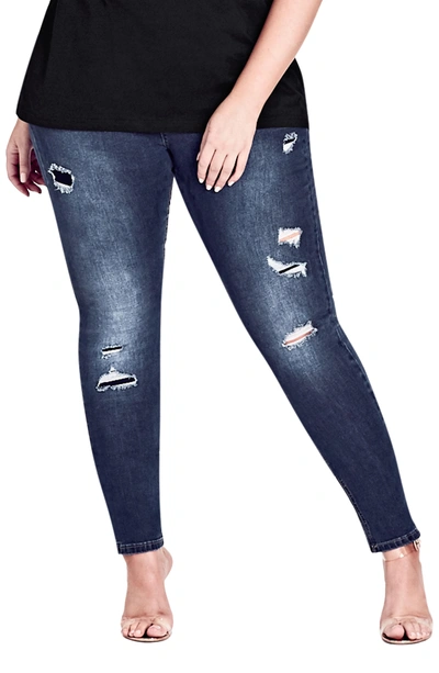 Shop City Chic Harley Tear It Up Ripped Jeans In Dark Denim