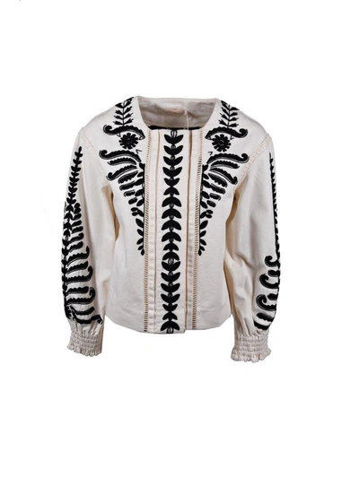 Shop Tory Burch Embroidered Jacket In White