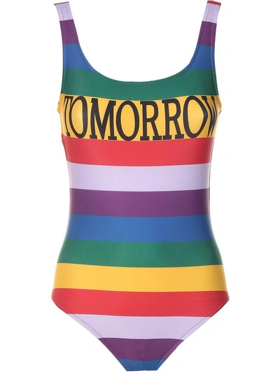 Shop Alberta Ferretti Tomorrow Striped Swimsuit In Multi