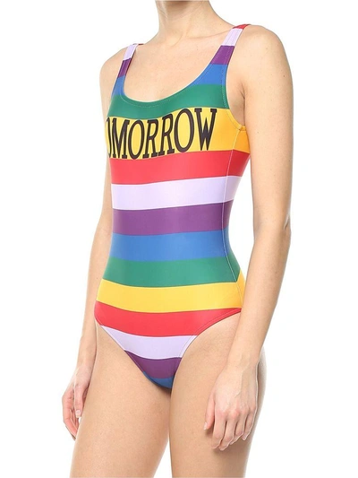 Shop Alberta Ferretti Tomorrow Striped Swimsuit In Multi
