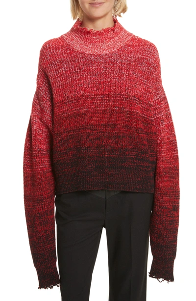 Shop Helmut Lang Distressed Marled Patchwork Turtleneck Sweater In Siren