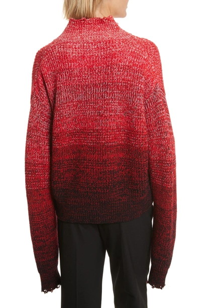 Shop Helmut Lang Distressed Marled Patchwork Turtleneck Sweater In Siren