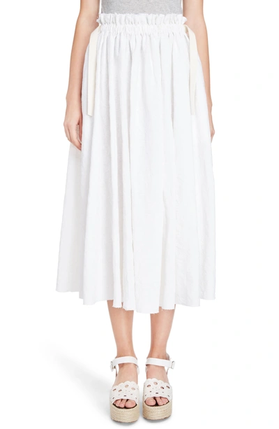 Shop Loewe Drawstring Waist Broderie Anglaise Skirt In White