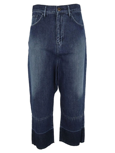 Shop Y's Distressed Hem Jeans In Indigo