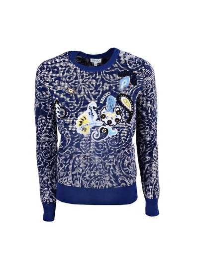 Shop Kenzo Printed Sweater In Bleu France