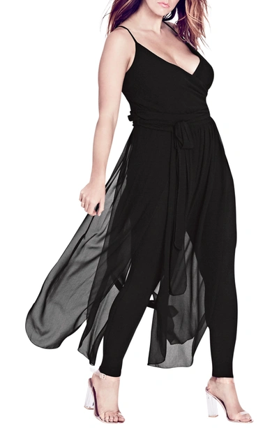 Shop City Chic Jumpsuit Overlay In Black