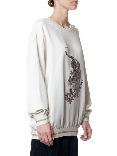 Shop Stella Mccartney Crepe Embroidered Jumper In White