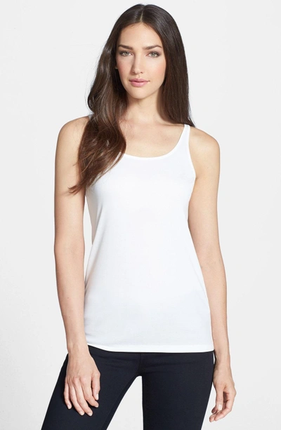 Shop Eileen Fisher Scoop Neck Silk Camisole In Soft White