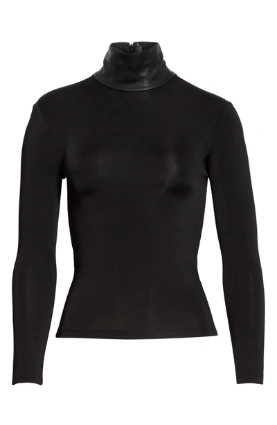Shop Helmut Lang Bondage Jersey Leather Neck Top In Black