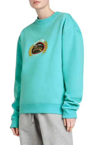 Shop Burberry Vintage Crest Sweatshirt In Aqua