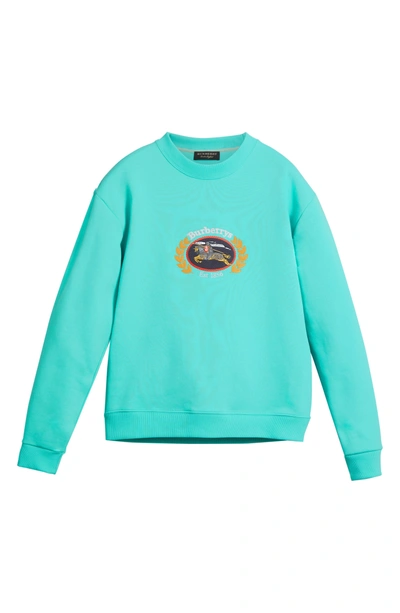 Shop Burberry Vintage Crest Sweatshirt In Aqua