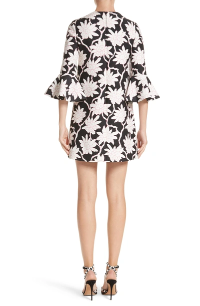 Shop Valentino Rhododendron Print Wool & Silk Dress In Black