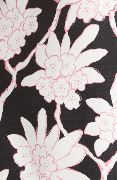 Shop Valentino Rhododendron Print Wool & Silk Dress In Black