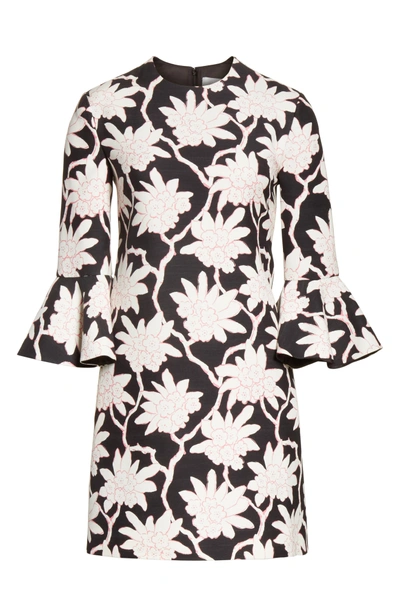 Shop Valentino Rhododendron Print Wool & Silk Dress In Black