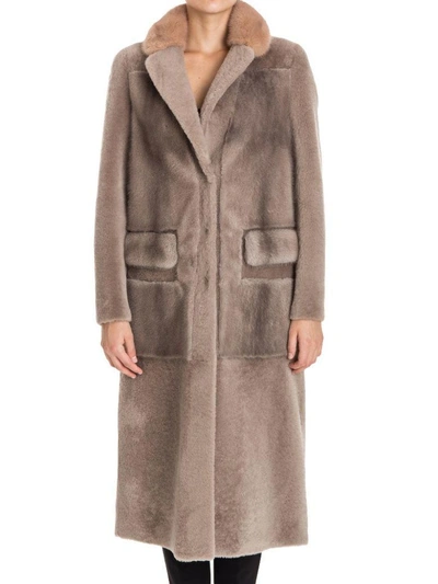 Shop Blancha - Fur Coat In Grey