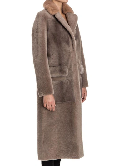 Shop Blancha - Fur Coat In Grey