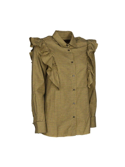 Shop Golden Goose Camicia Ruffle In Yellow/black