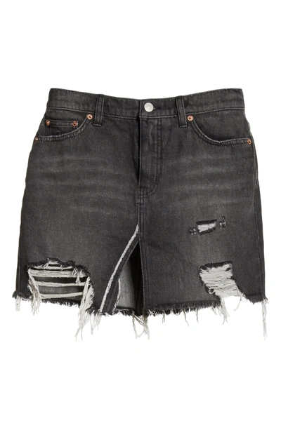 Shop Free People Relaxed Ripped Denim Skirt In Black