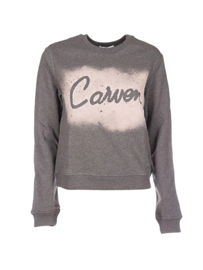 Shop Carven Spray Print Logo Sweatshirt In Grey