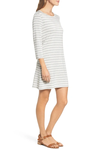 Shop Bb Dakota Adelene Stripe Knit Shift Dress In Light Heather Grey