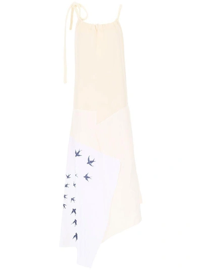 Shop Jw Anderson Embroidered Dress In Off Whitebeige