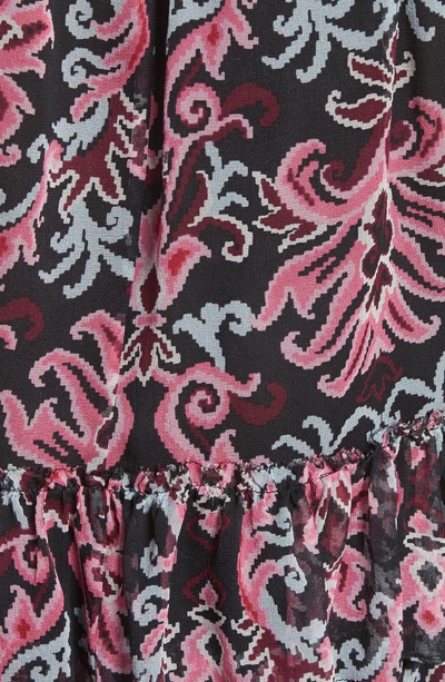 Shop Kate Spade Tapestry Silk Chiffon Ruffle Top In Black