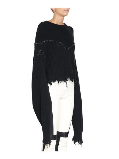 Shop Ben Taverniti Unravel Project Cropped Cotton Sweater In Nero