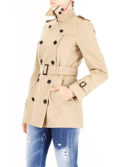 Shop Burberry Short Kensington Trench Coat In Honeybeige