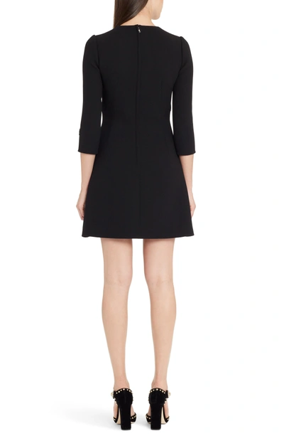 Shop Dolce & Gabbana Heart Patch Wool Crepe Dress In Black
