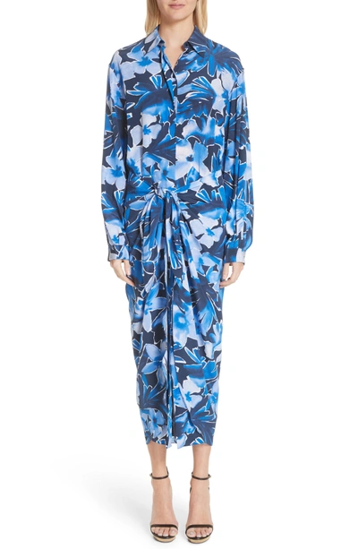 Shop Michael Kors Floral Silk Sarong Dress In Maritime Multi