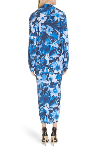 Shop Michael Kors Floral Silk Sarong Dress In Maritime Multi
