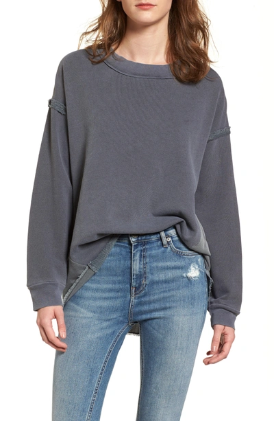 Shop Stateside Mixed Media Swing Sweatshirt In Charcoal