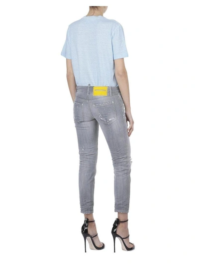 Shop Dsquared2 Super Skinny Cropped Jean In Grey