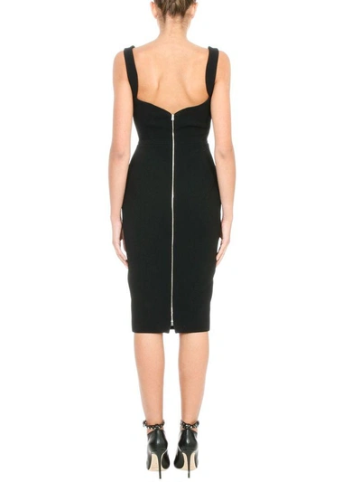 Shop Victoria Beckham Black Silk-blend Fitted Dress