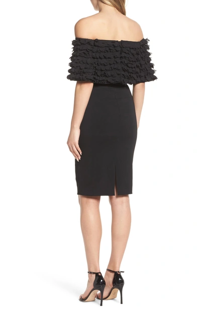 Shop Badgley Mischka Off The Shoulder Sheath Dress In Black