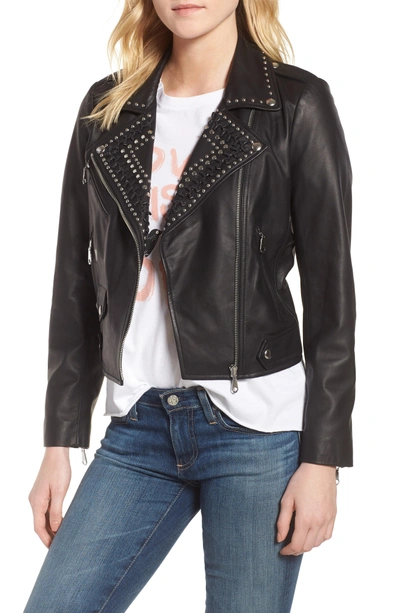 Shop Rebecca Minkoff Wes Leather Moto Jacket In Black