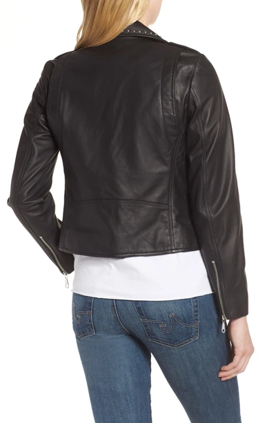 Shop Rebecca Minkoff Wes Leather Moto Jacket In Black