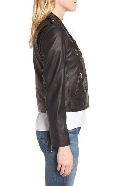 Shop Rebecca Minkoff Wes Leather Moto Jacket In Black